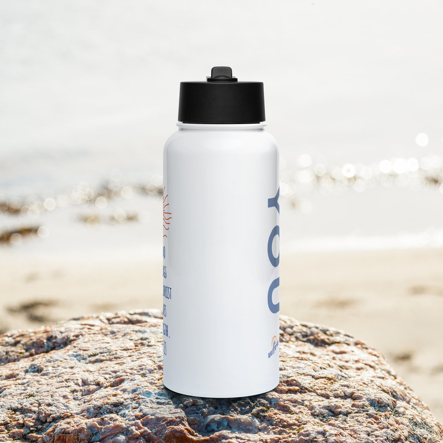 "You Can" Stainless steel water bottle with a straw lid