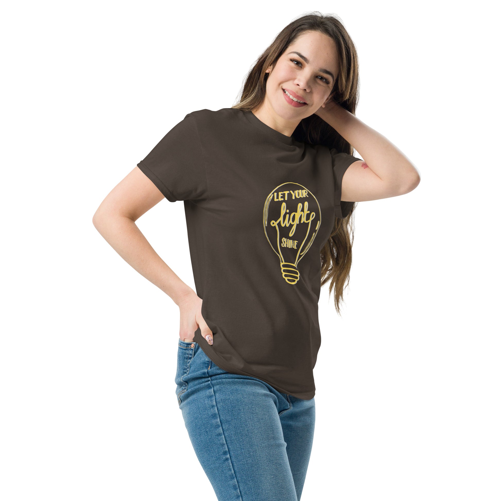Let Your Light Shine T-Shirt in dark chocolate