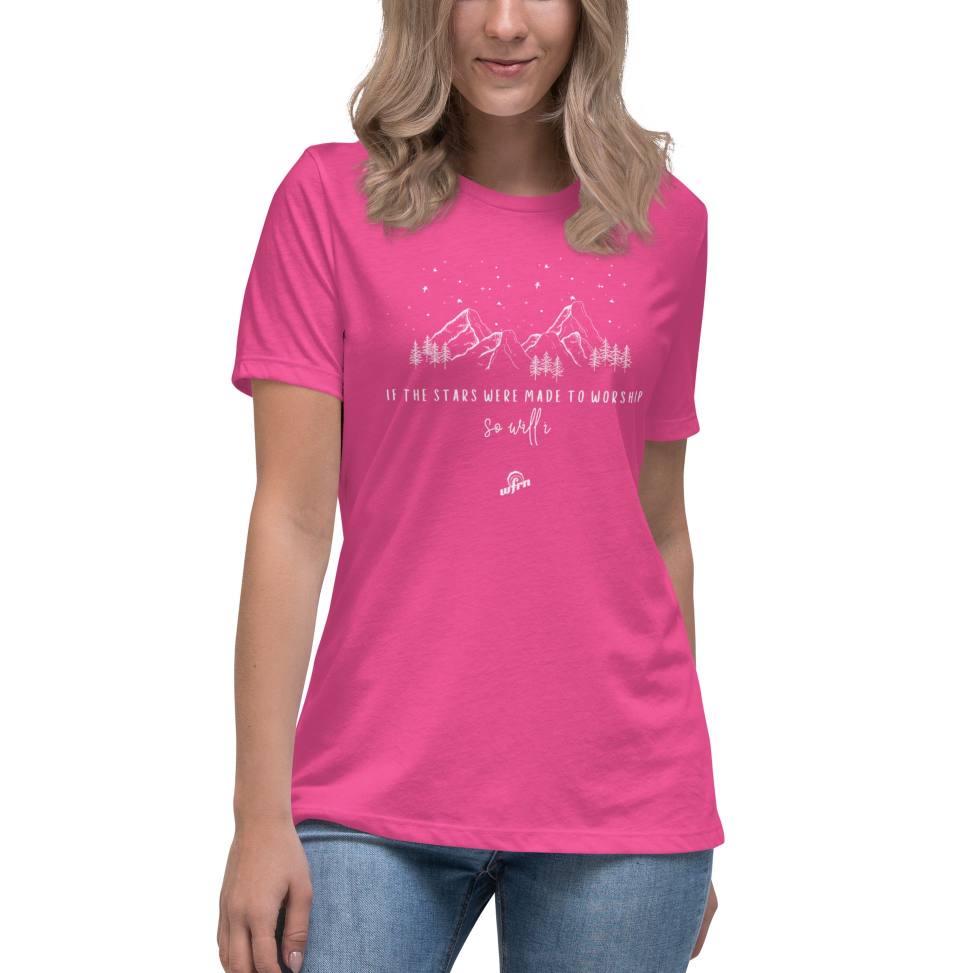 If the stars were made to worship women's t-shirt in berry pink