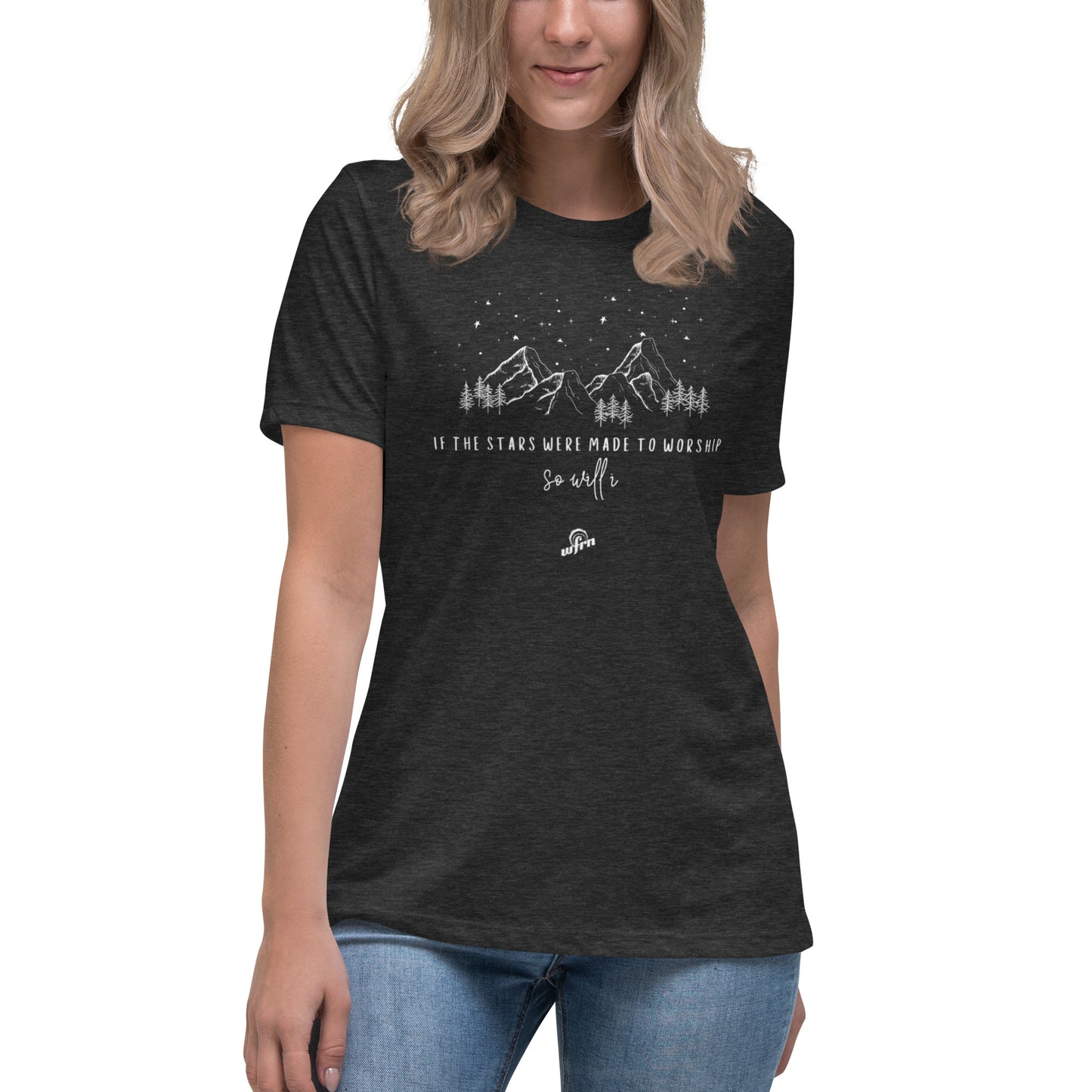 If the stars were made to worship women's t-shirt in dark grey