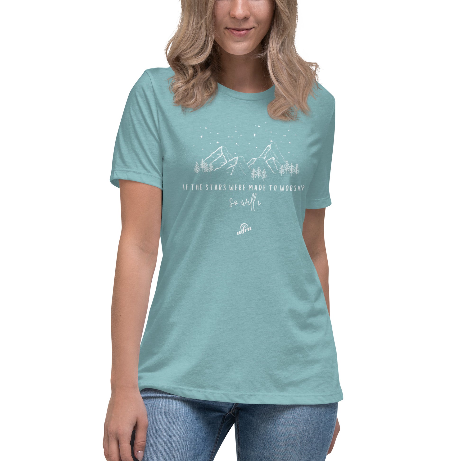 If the stars were made to worship women's t-shirt in blue lagoon