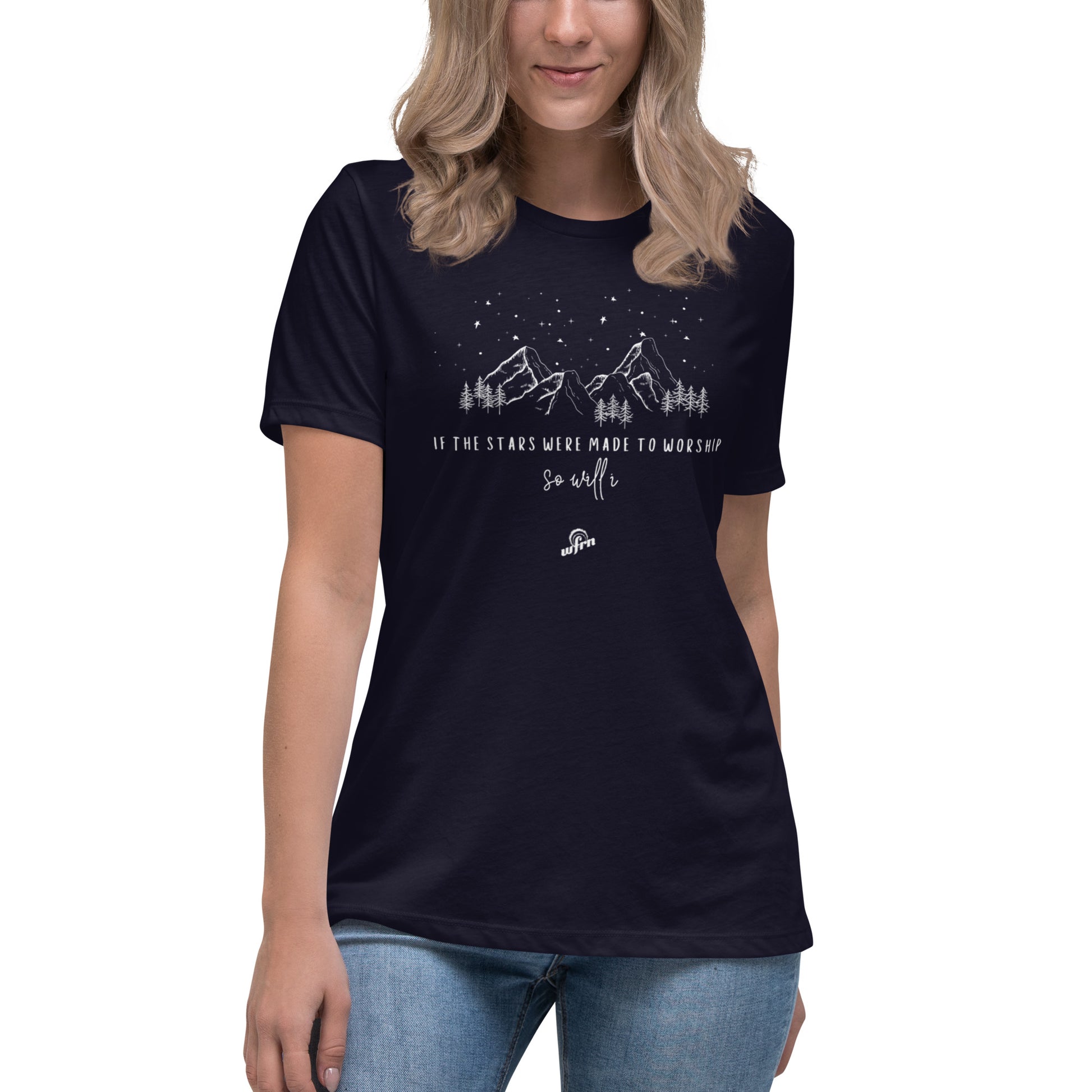 If the stars were made to worship women's t-shirt in navy blue
