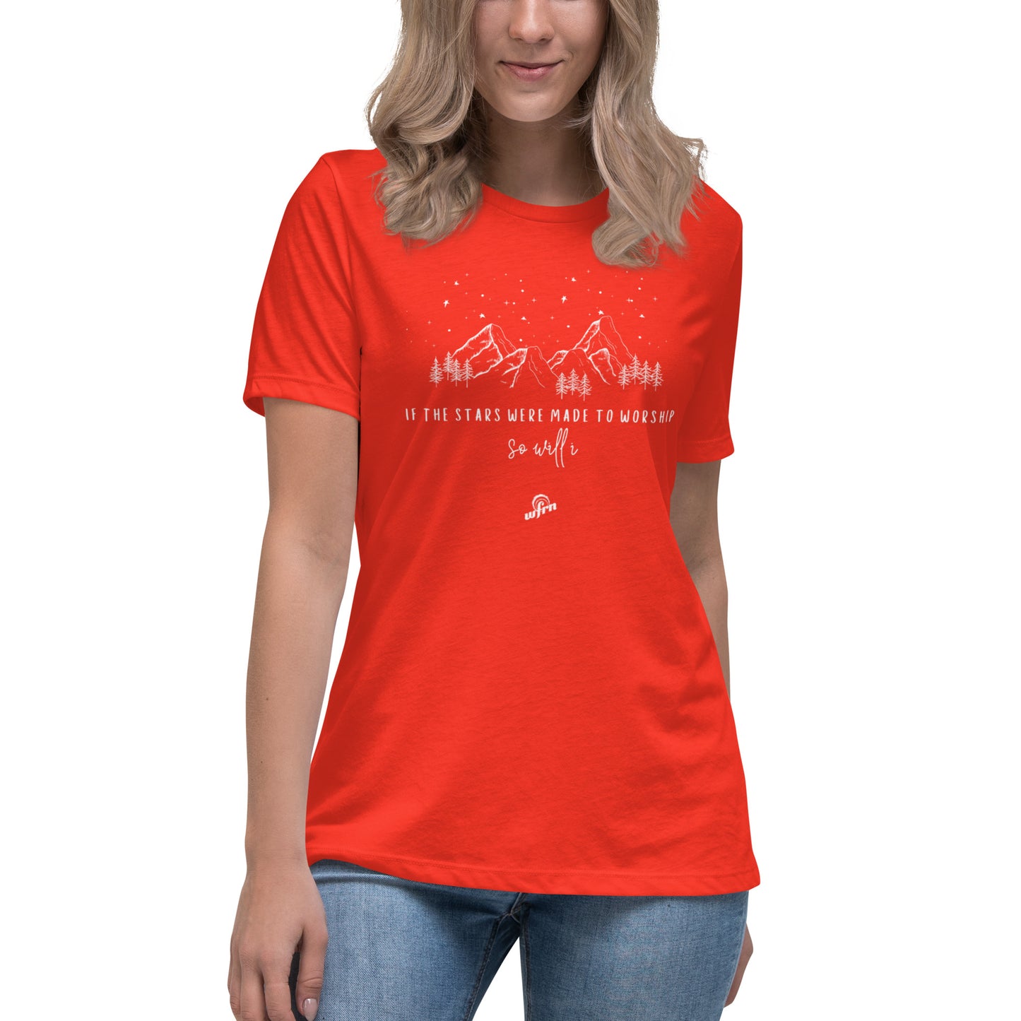 If the stars were made to worship women's t-shirt in poppy orange