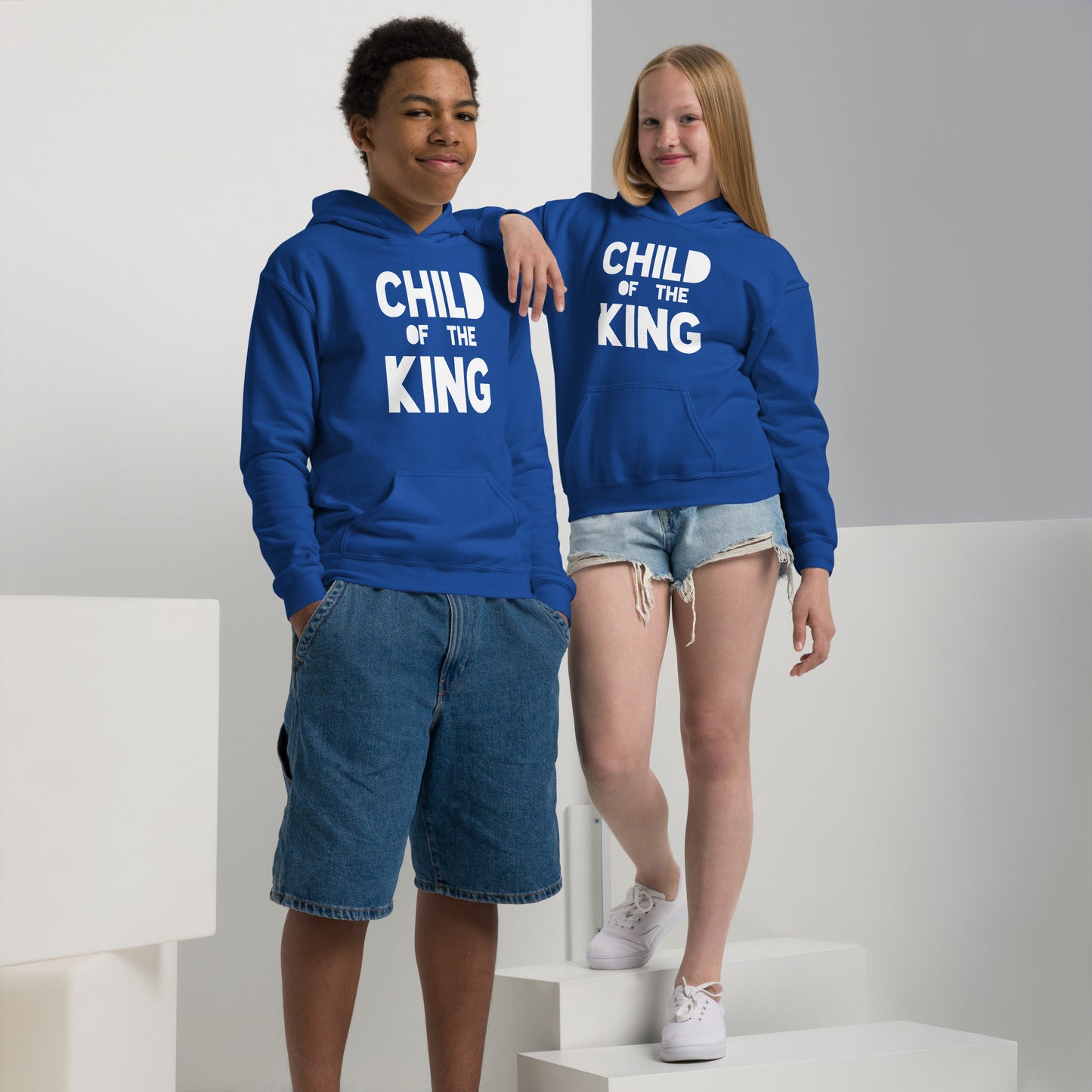 Child of the King Kids Hoodie in royal blue