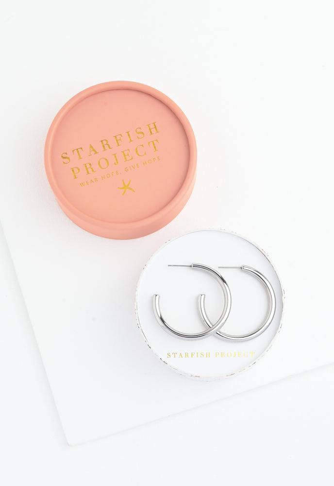 The Classic Hoops in Silver by Starfish Project