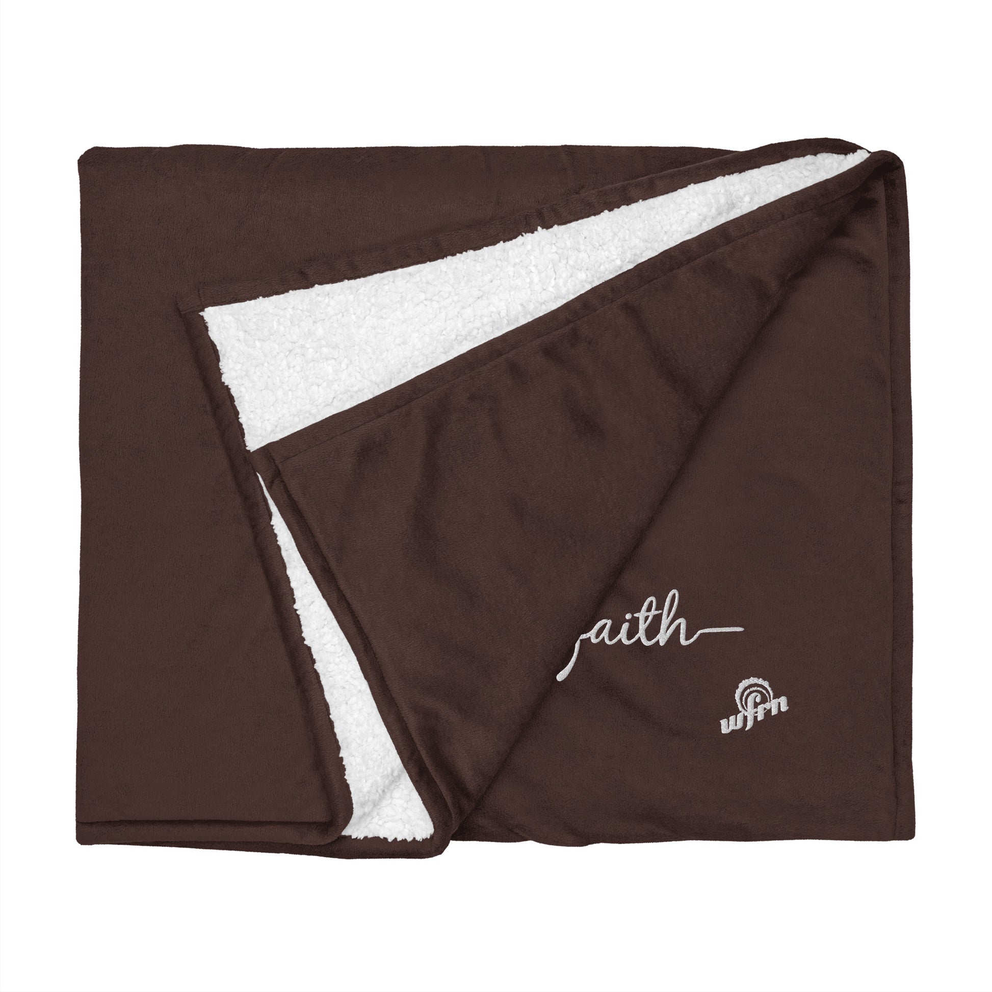 Faith Premium Sherpa Blanket in fireside brown