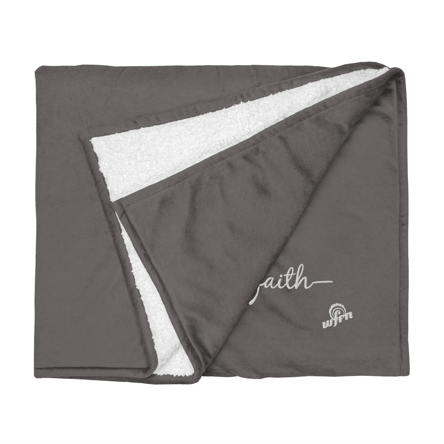 Faith Premium Sherpa Blanket in heather grey
