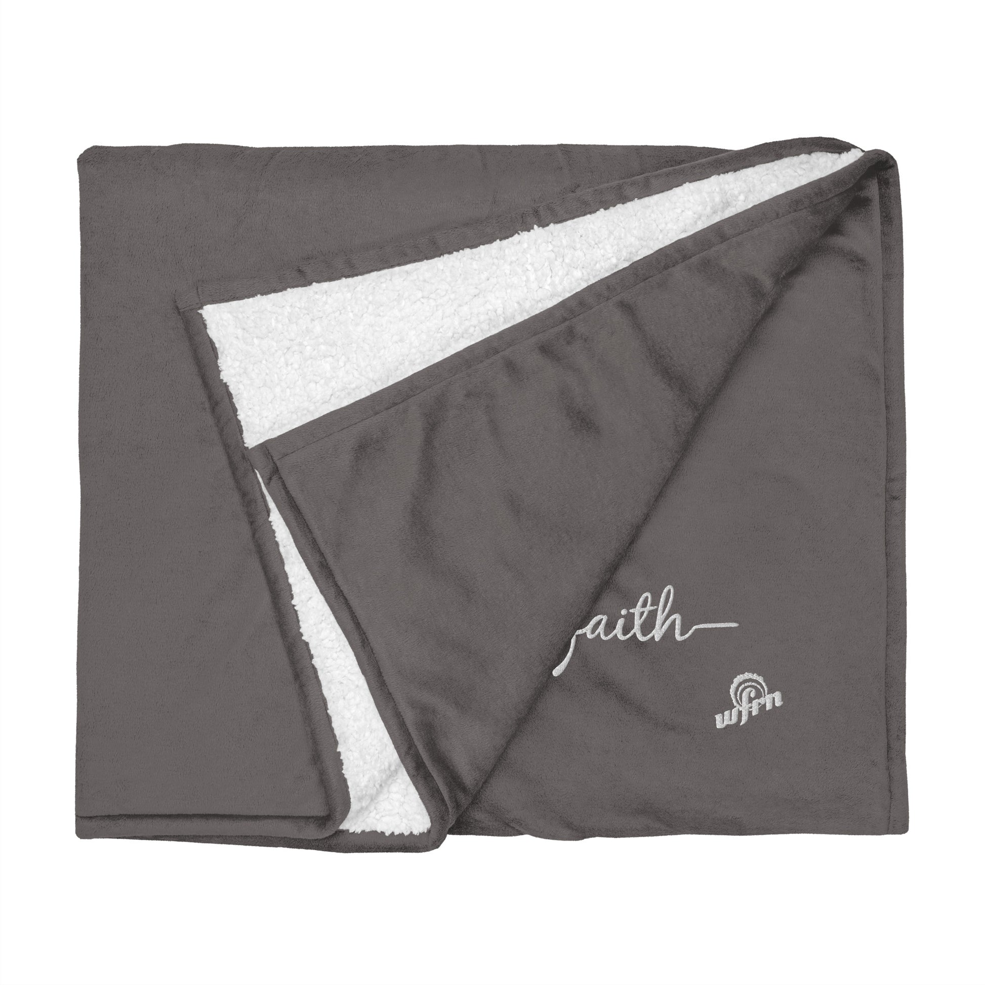 Faith Premium Sherpa Blanket in heather grey