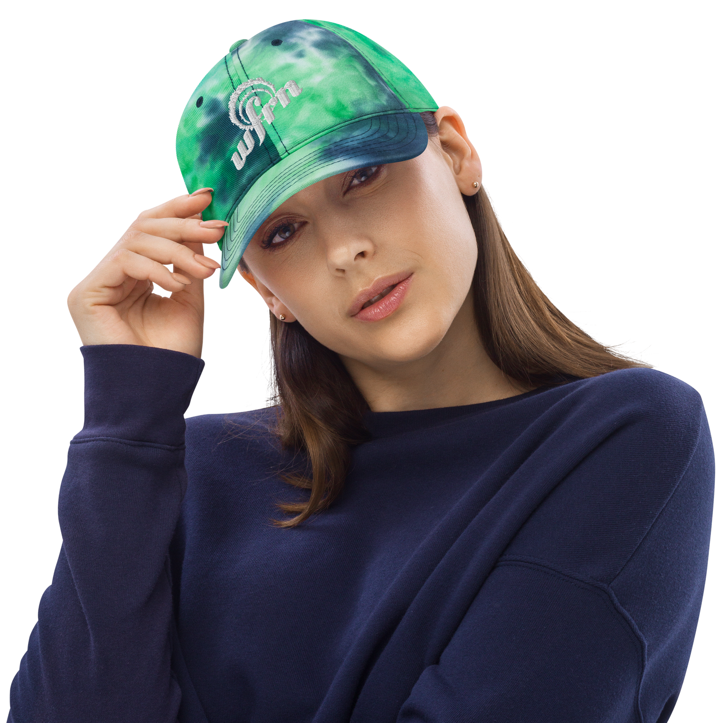 Embroidered Tie Dye Hat in ocean