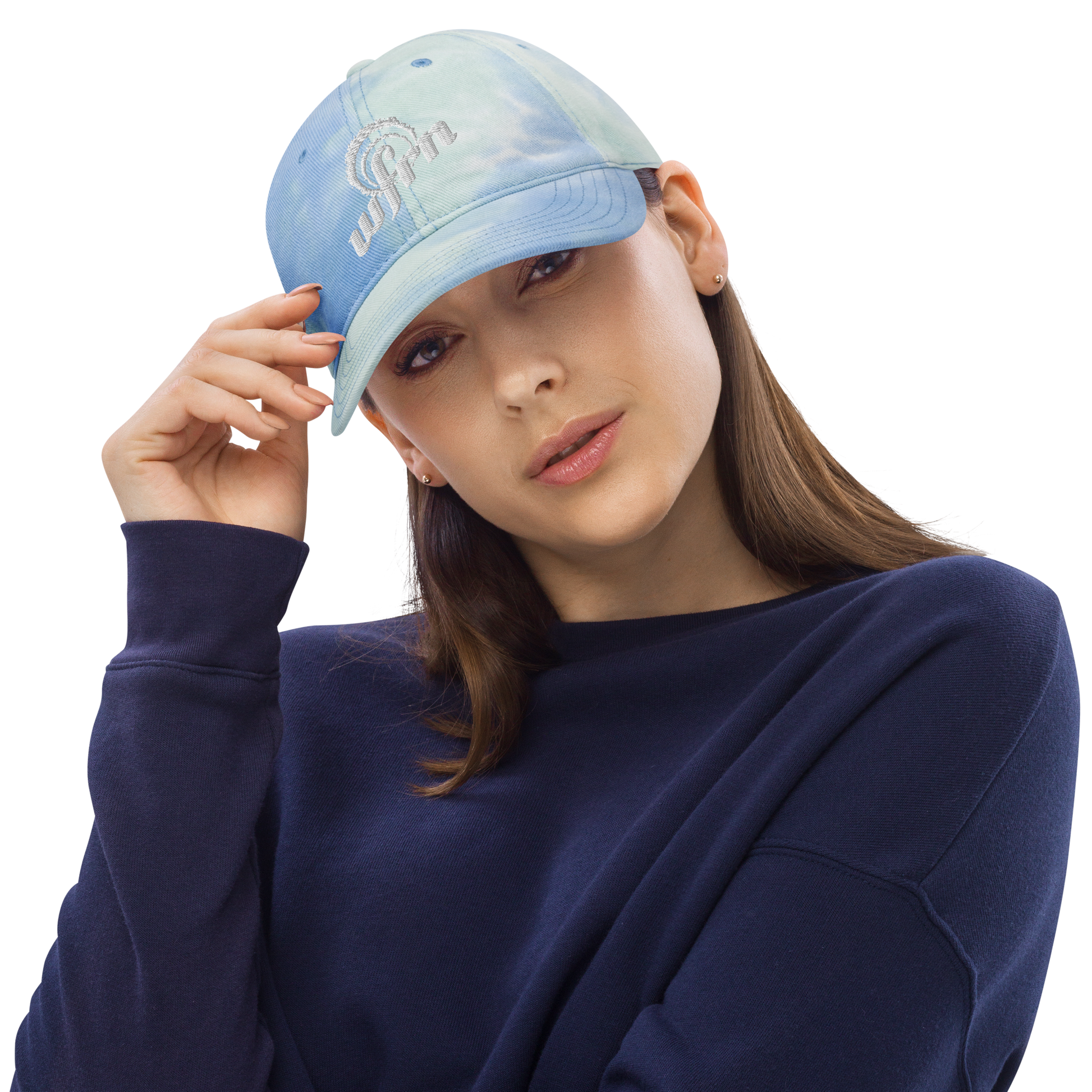 Embroidered Tie Dye Hat in sky