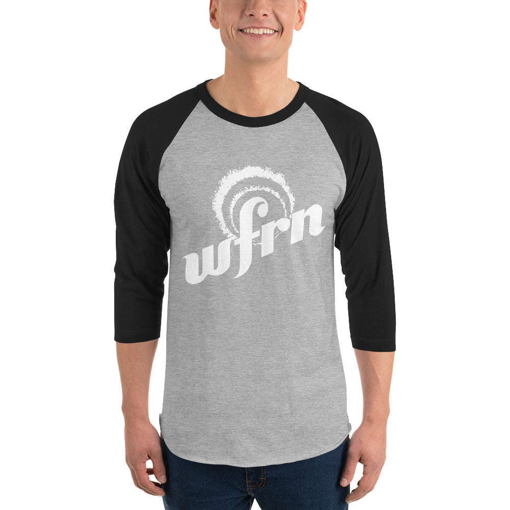 Classic 3/4 Sleeve WFRN White Logo Shirt in heather grey with black sleeves