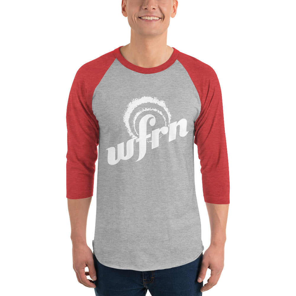 Classic 3/4 Sleeve WFRN White Logo Shirt in heather grey with red sleeves