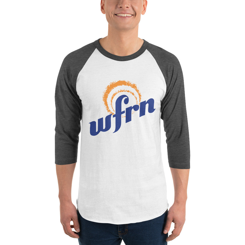 Classic 3/4 Sleeve WFRN Logo Shirt in white with charcoal grey sleeves
