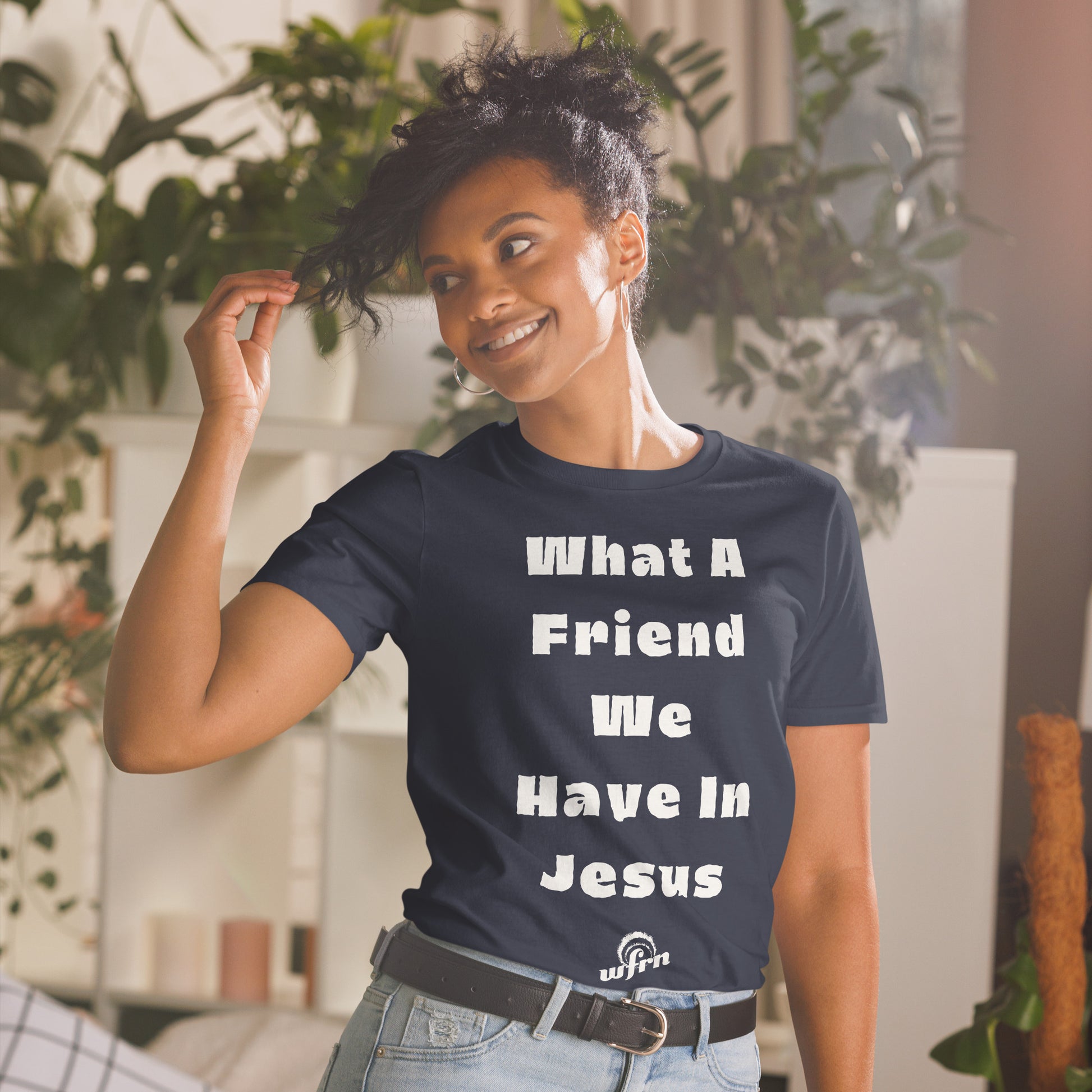 What a Friend We Have in Jesus T-Shirt in navy blue