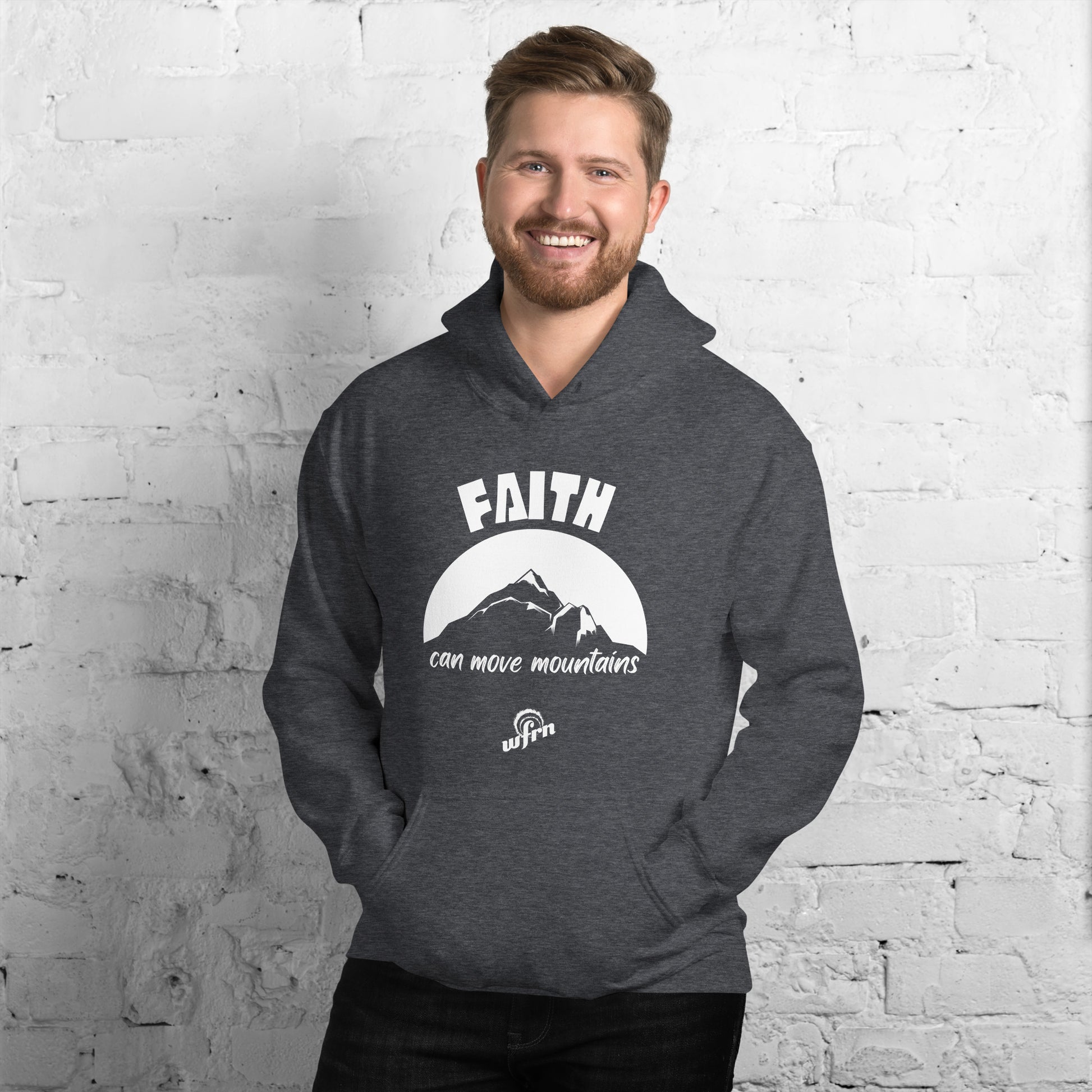 Faith Can Move Mountains - Adult Hoodie in dark heather