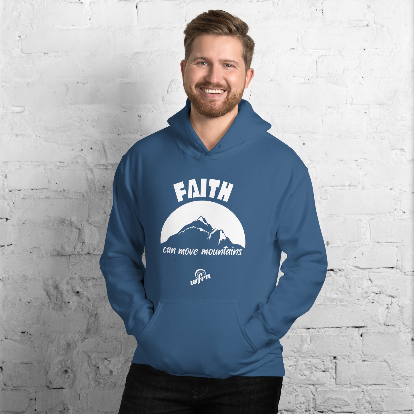 Faith Can Move Mountains - Adult Hoodie in indigo blue