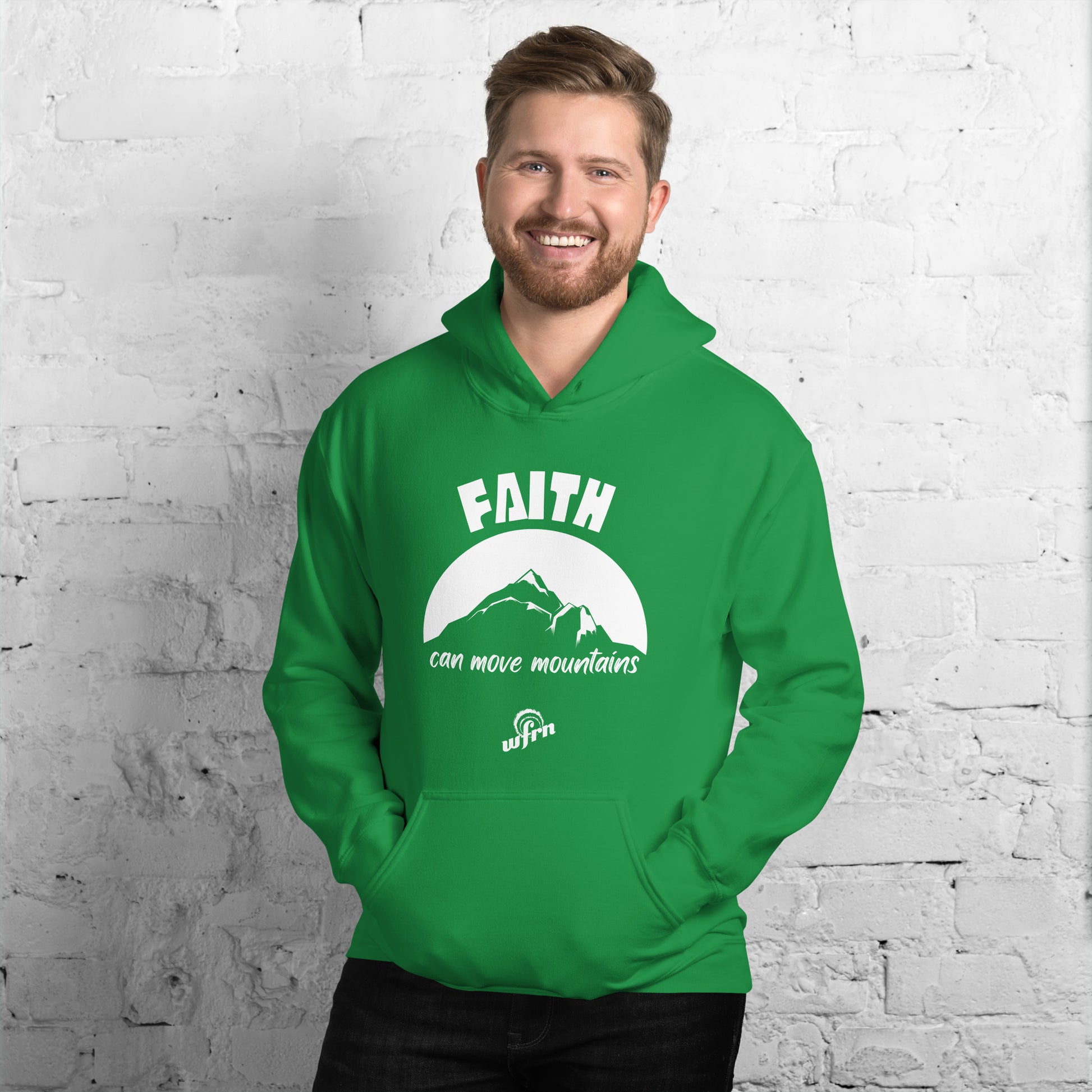 Faith Can Move Mountains - Adult Hoodie in irish green
