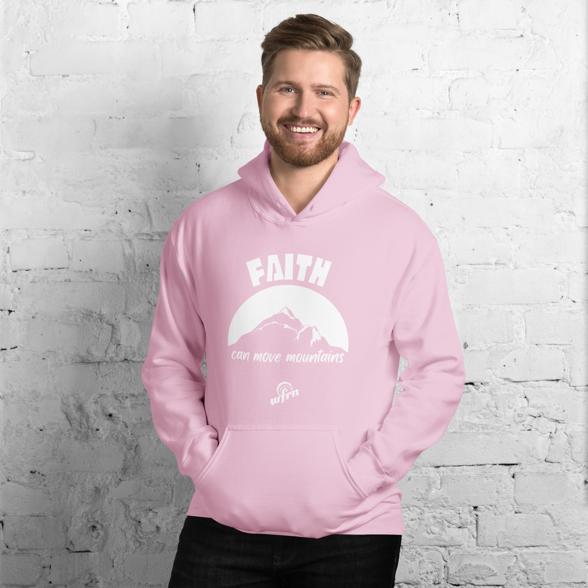 Faith Can Move Mountains - Adult Hoodie in light pink