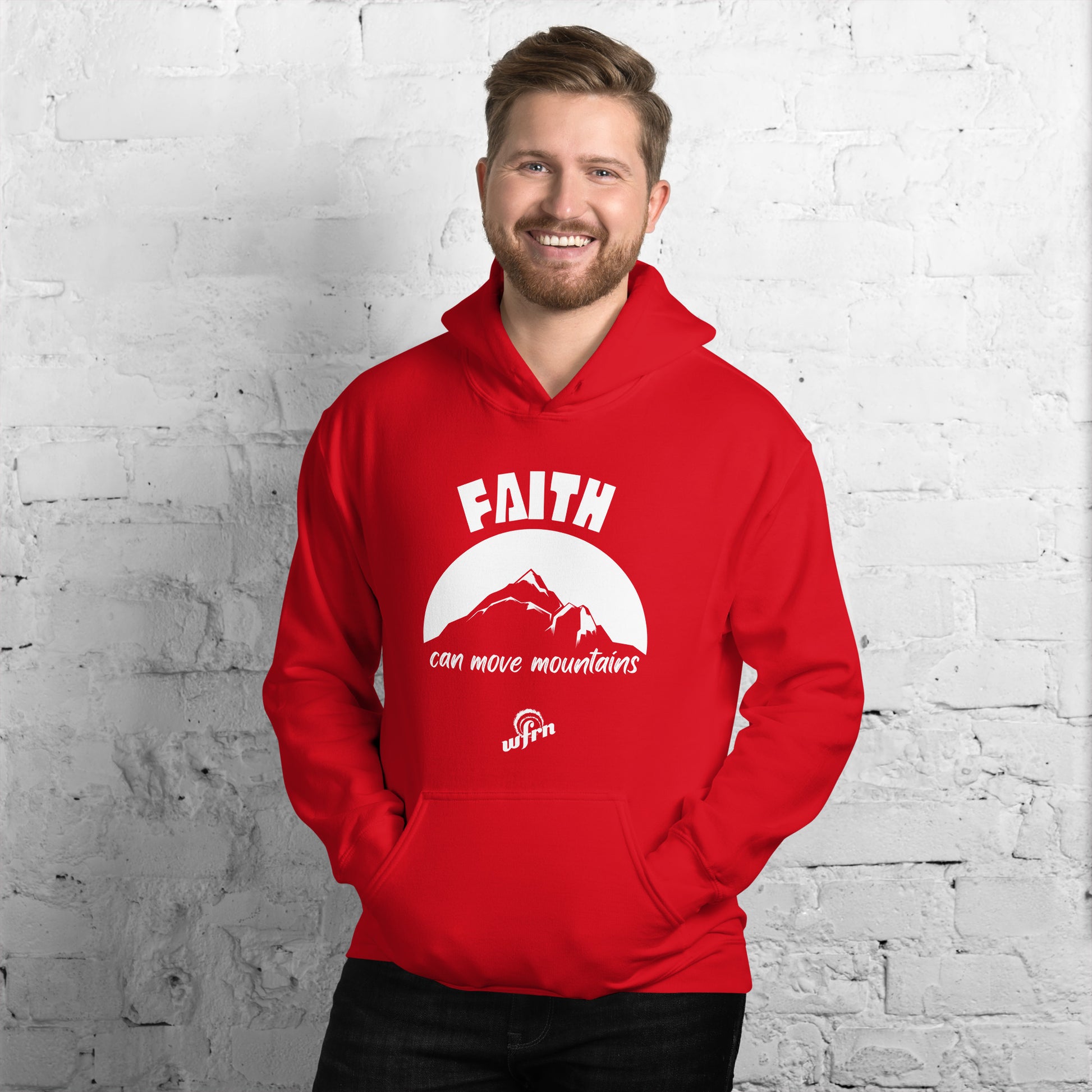 Faith Can Move Mountains - Adult Hoodie in red