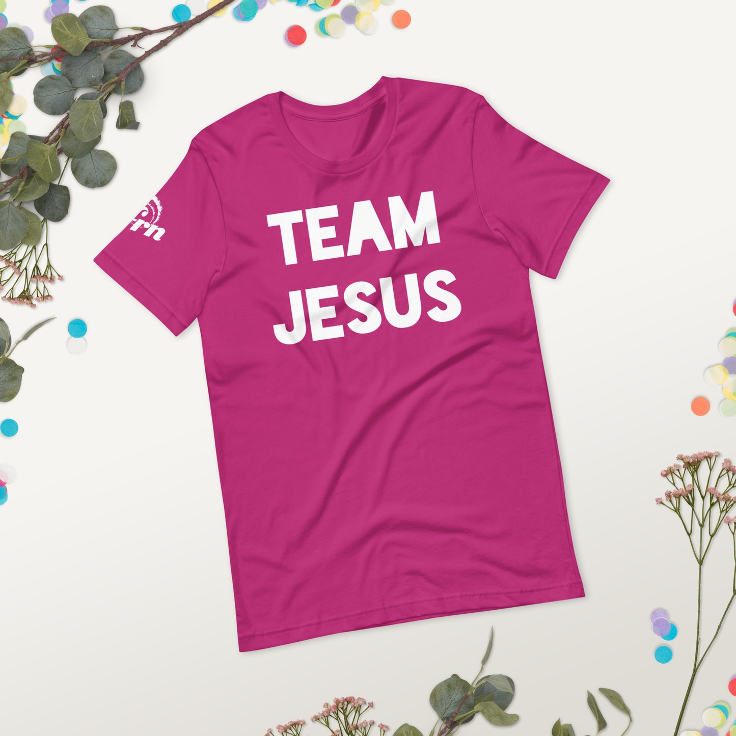 Team Jesus Adult Tee in berry pink