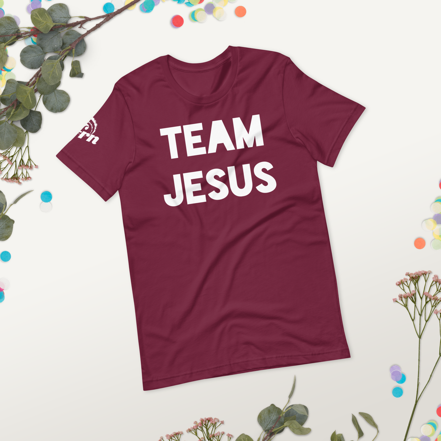 Team Jesus Adult Tee in maroon