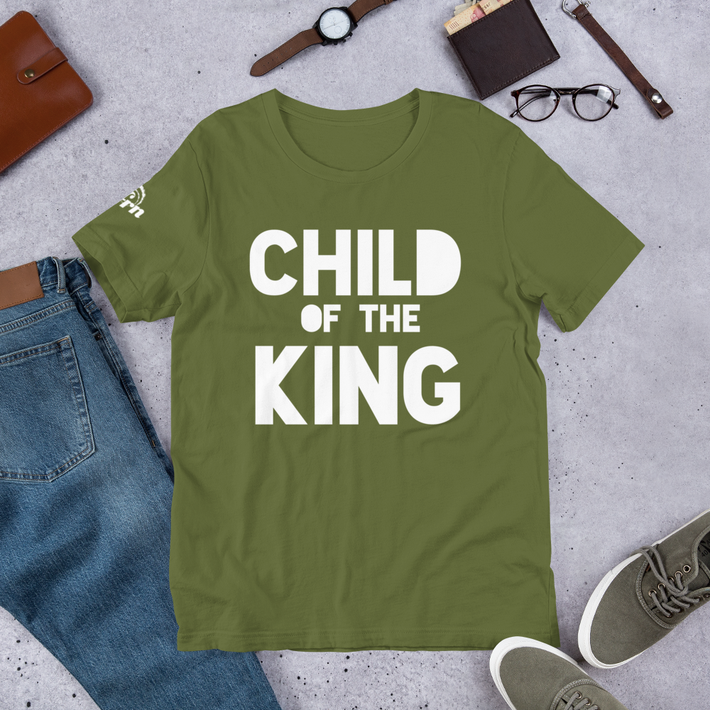 Child of the King adult t-shirt in olive green