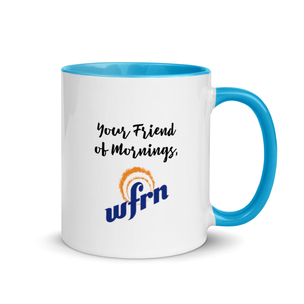 Fueled by Coffee & Jesus Mug with aruba blue handle & interior