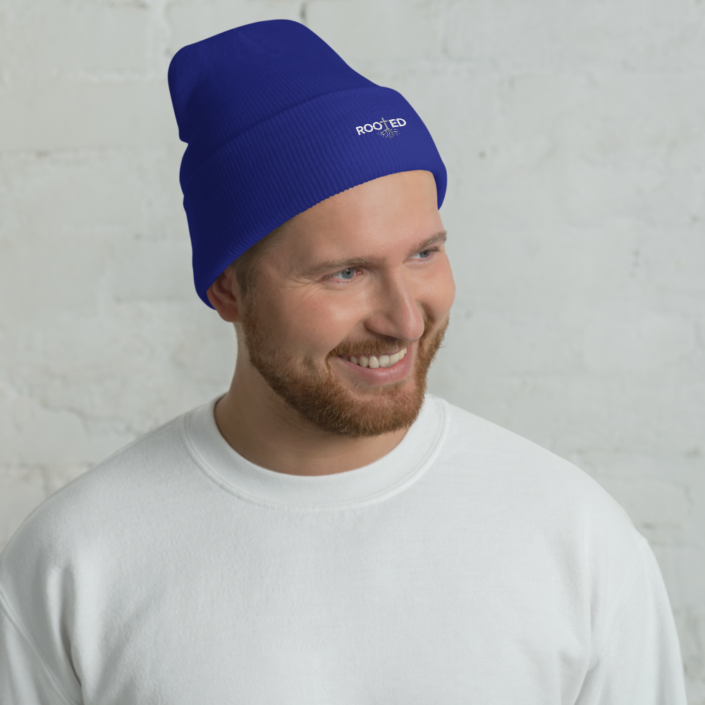Rooted in Christ Cuffed, Solid Color, Minimalist, Knit Beanie, Unisex, Suitable For Polar Vortex, or Casual Everyday Wear