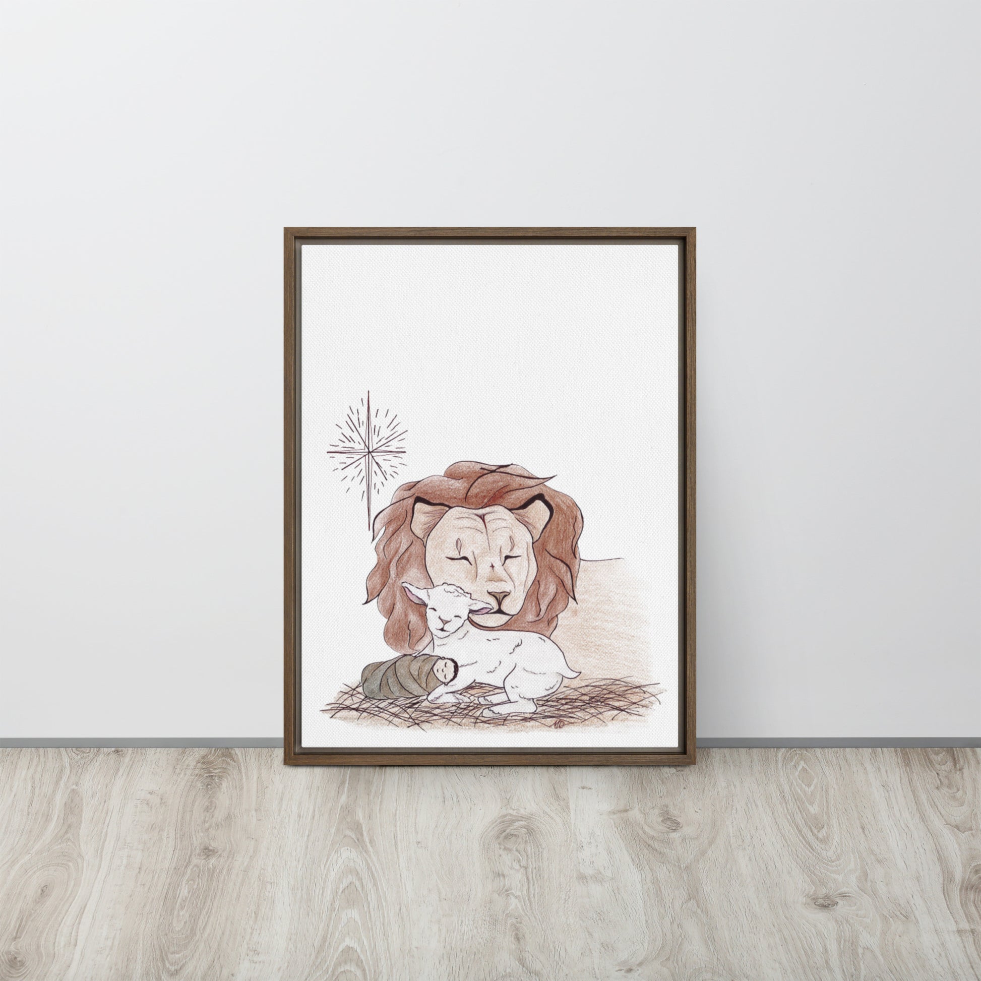 Lion & Lamb Framed Canvas