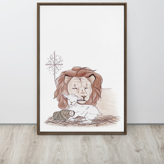 Lion & Lamb Framed Canvas