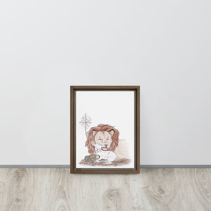 Lion & Lamb Framed Canvas