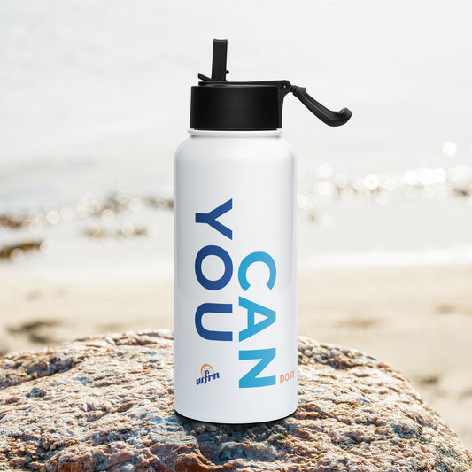 "You Can" Stainless steel water bottle with a straw lid