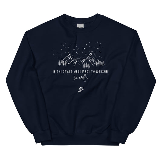 If the stars were made to worship sweatshirt in navy blue