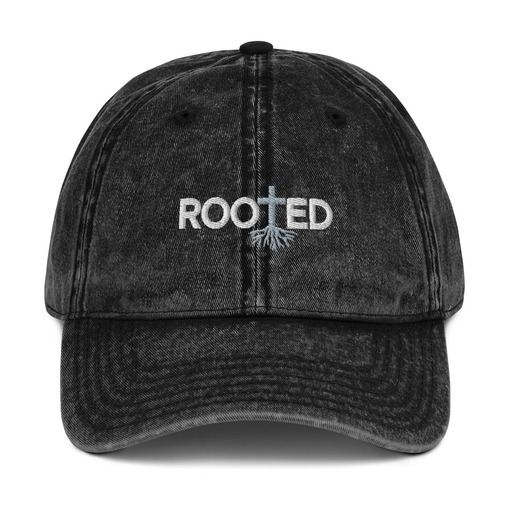 Rooted in Christ Vintage Cotton Twill Cap for Everyday Style and Wear
