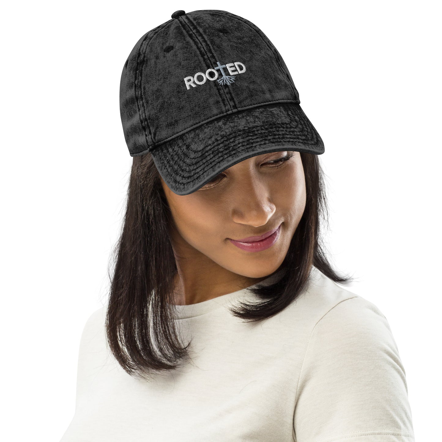 Rooted in Christ Vintage Cotton Twill Cap for Everyday Style and Wear