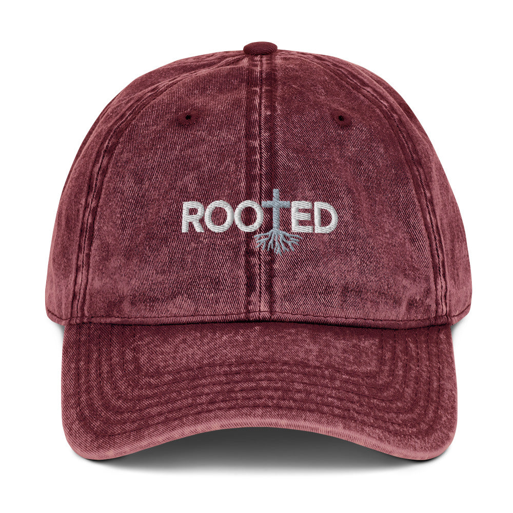 Rooted in Christ Vintage Cotton Twill Cap for Everyday Style and Wear