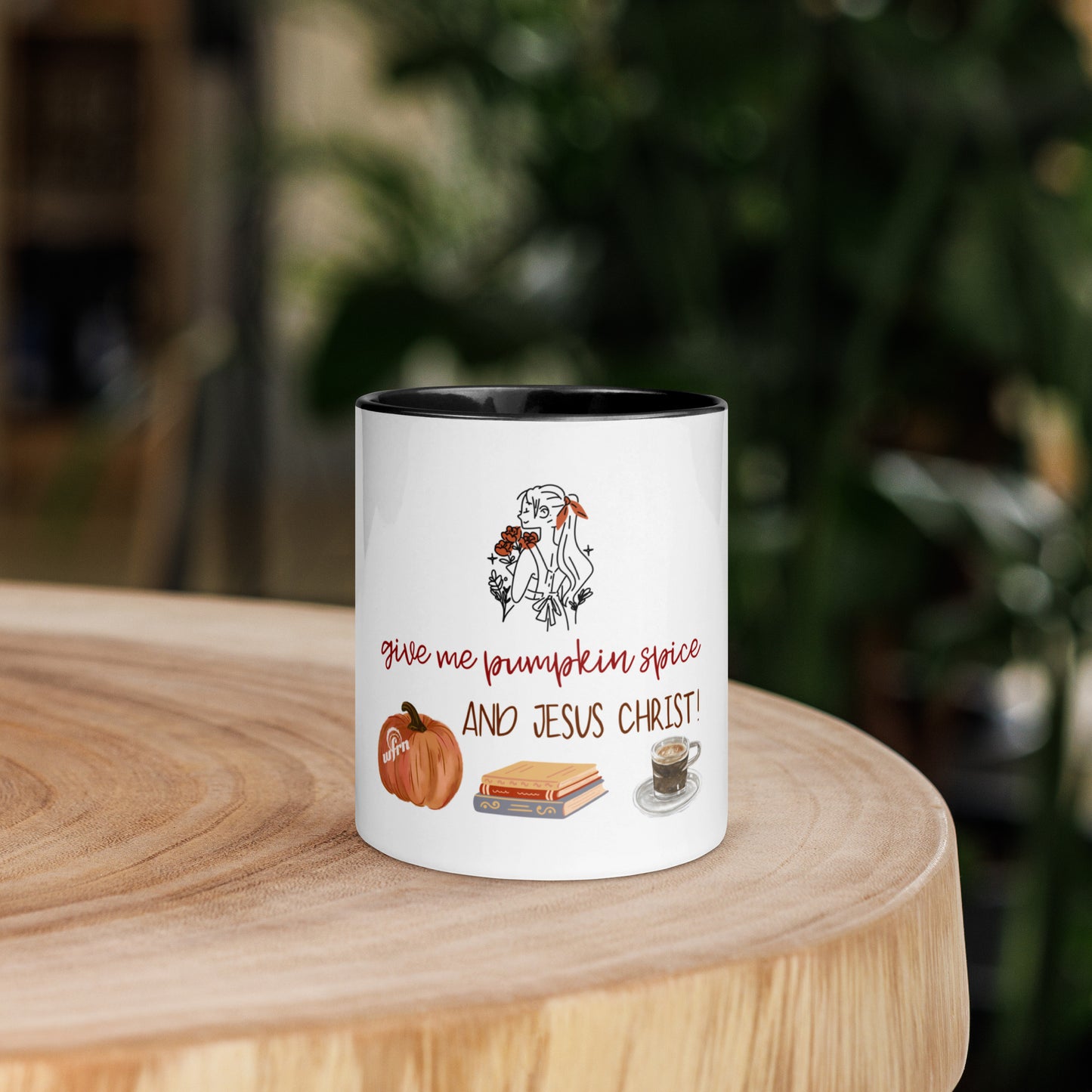 Pumpkin & Jesus Mug with Color Inside