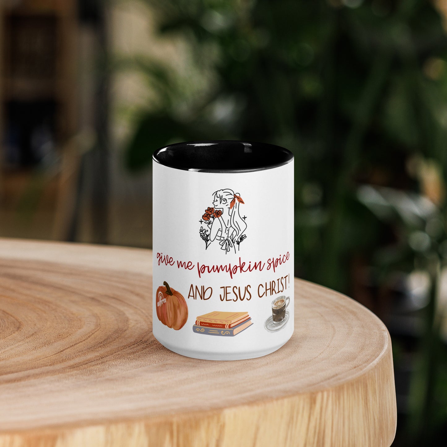 Pumpkin & Jesus Mug with Color Inside