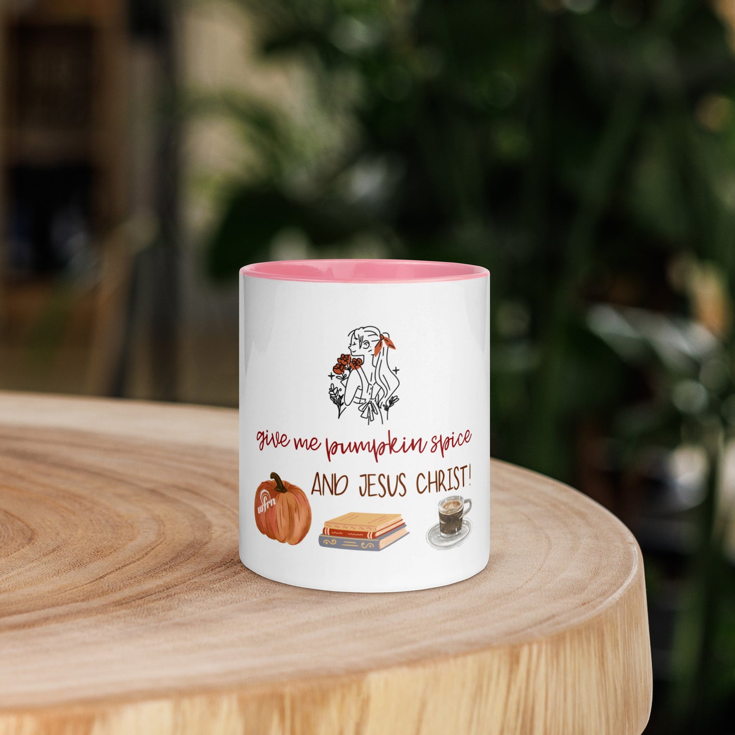 Pumpkin & Jesus Mug with Color Inside