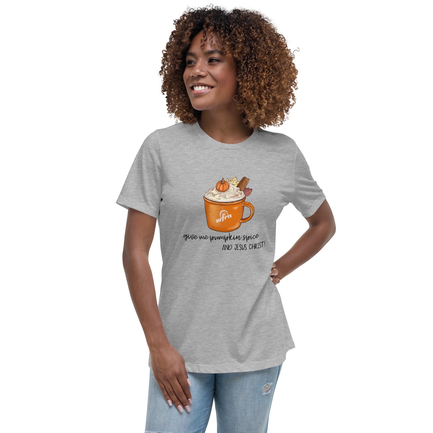 Pumpkin Spice & Jesus Christ Women's Relaxed T-Shirt in athletic heather