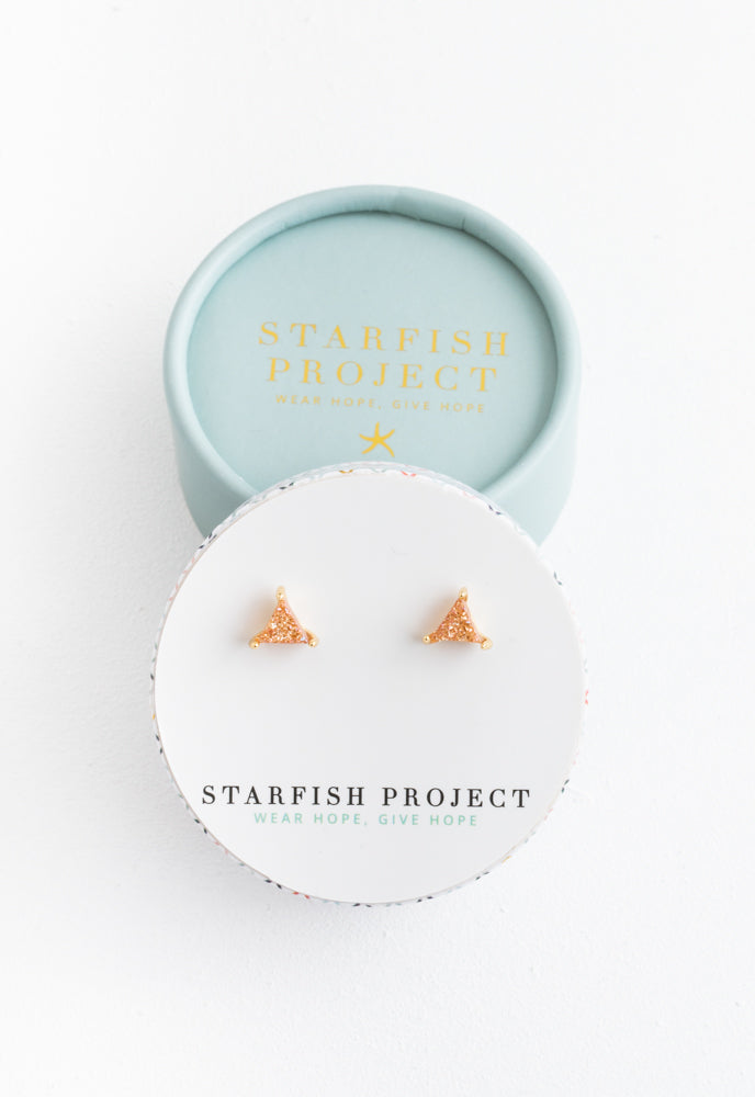 Ara Coral Druzy Studs in Gold by Starfish Project