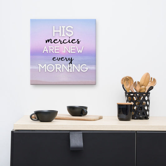 Lamentations 3:22-23 canvas wall art 16x16